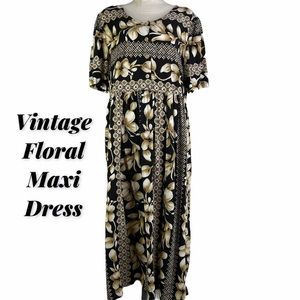 Hawaiian Floral Print Short Sleeve Button Dress SiE 3X Vintage 90’s